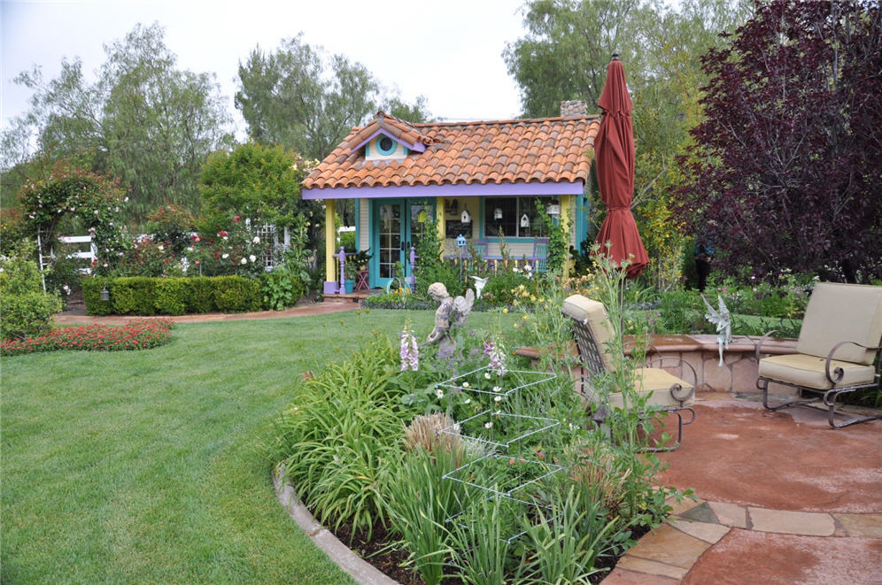 Pastel House in Backyard